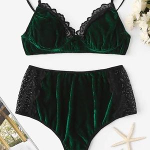 Green Velvet Lingerie Set